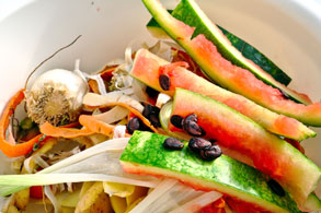 Bowl of compostable food scraps.